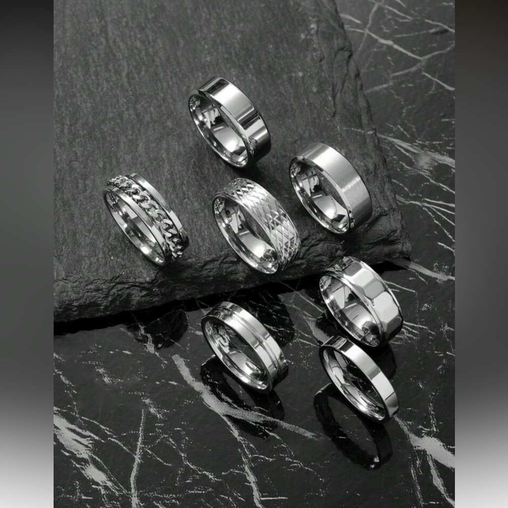 7pcs Minimalist Vintage Stainless Steel Ring Set  - SIZES AVAILABLE: 7-11